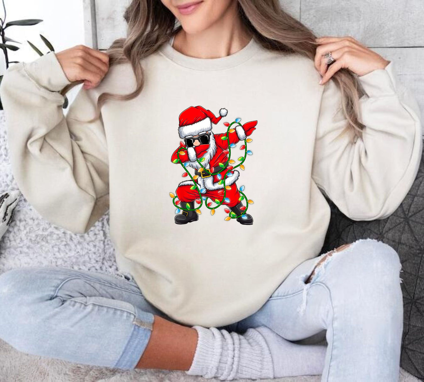 Dabbing Santa Weihnachtslichter Sweatshirt - Lustige Weihnachtsgeschenke