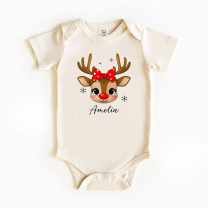 Personalisiertes Rentier-Kinder-Sweatshirt, T-Shirt mit Wunschnamen, Weihnachtsgeschenk