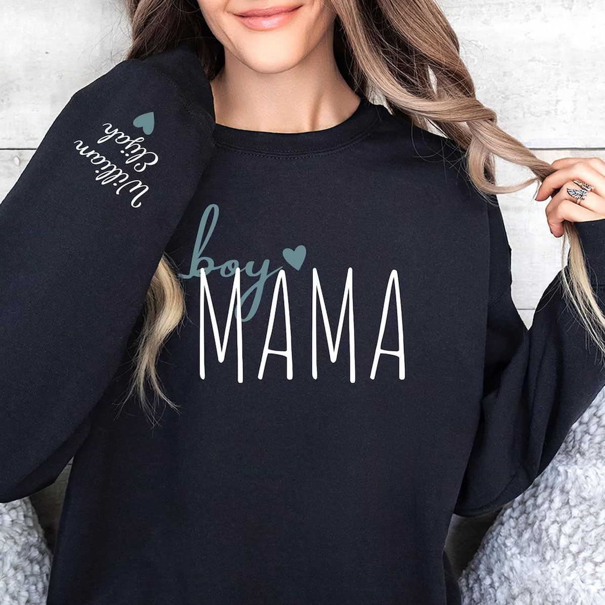 Personalisierter Boy Mama Sweatshirt mit Kindernamen