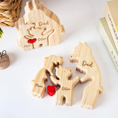 Personalisierte Holz Deko Bären Familie mit Namen – Geschenk für Mama & Papa