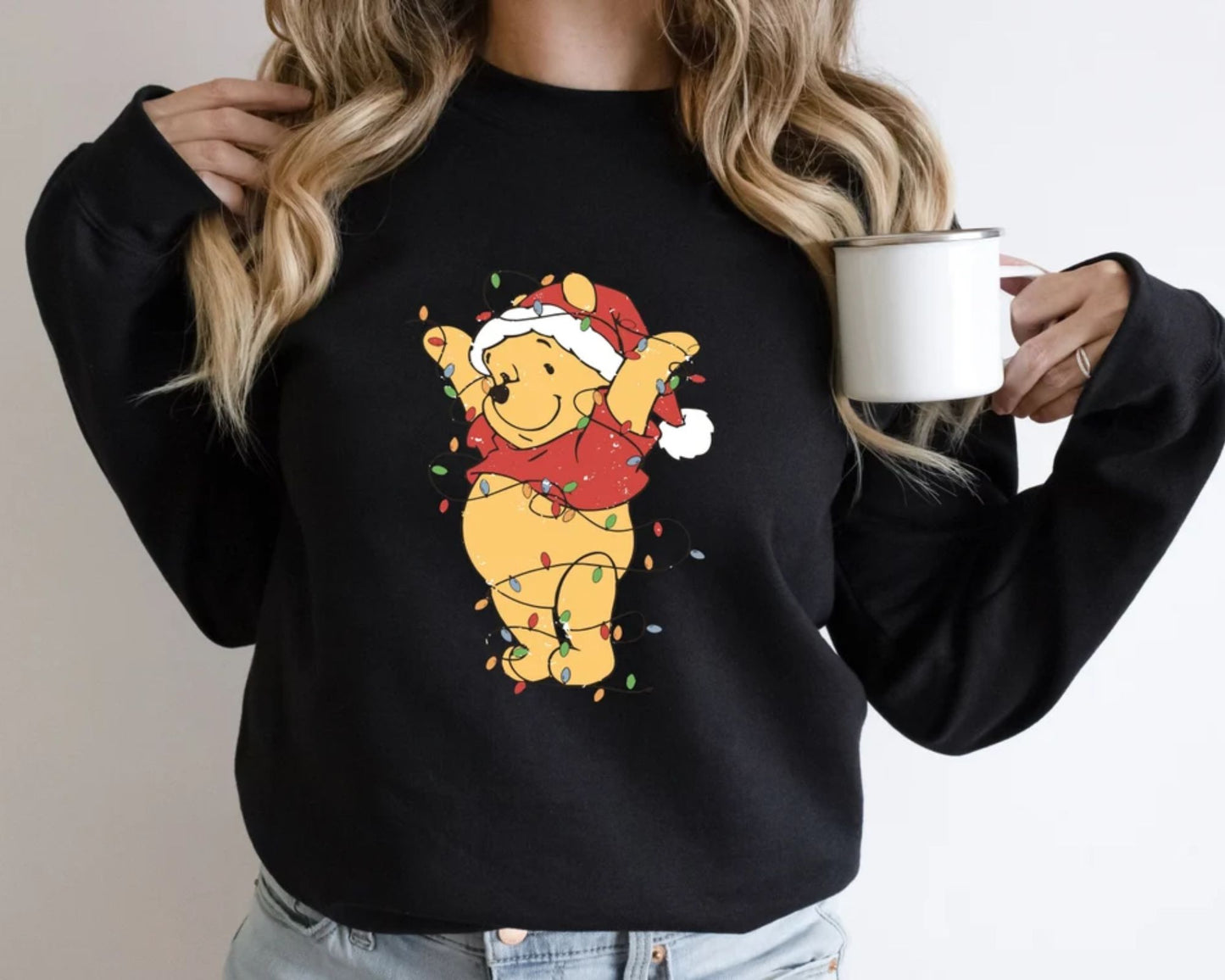 Winnie Puuh Weihnachtslichter Sweatshirt - Weihnachtsgeschenk für Frauen