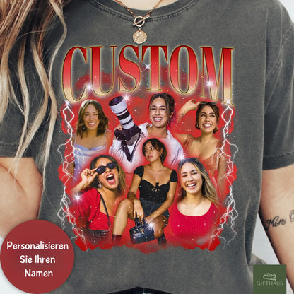 Individuelles Foto-Shirt – Vintage-Grafik 90er-T-Shirt, Personalisiertes Bootleg-Rap-Shirt