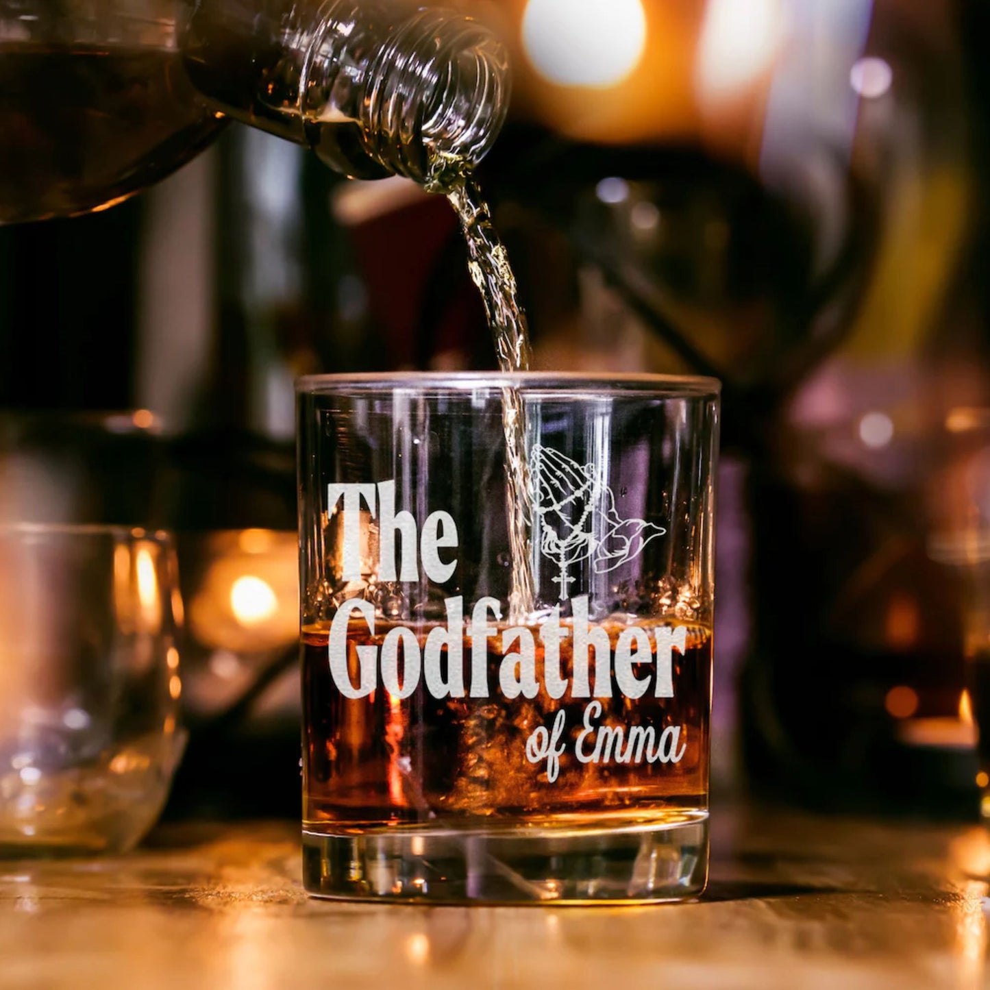 Personalisierte "The Godfather" Whiskeyglas, Besonderes Geschenk für Paten, Geschenk für Vater