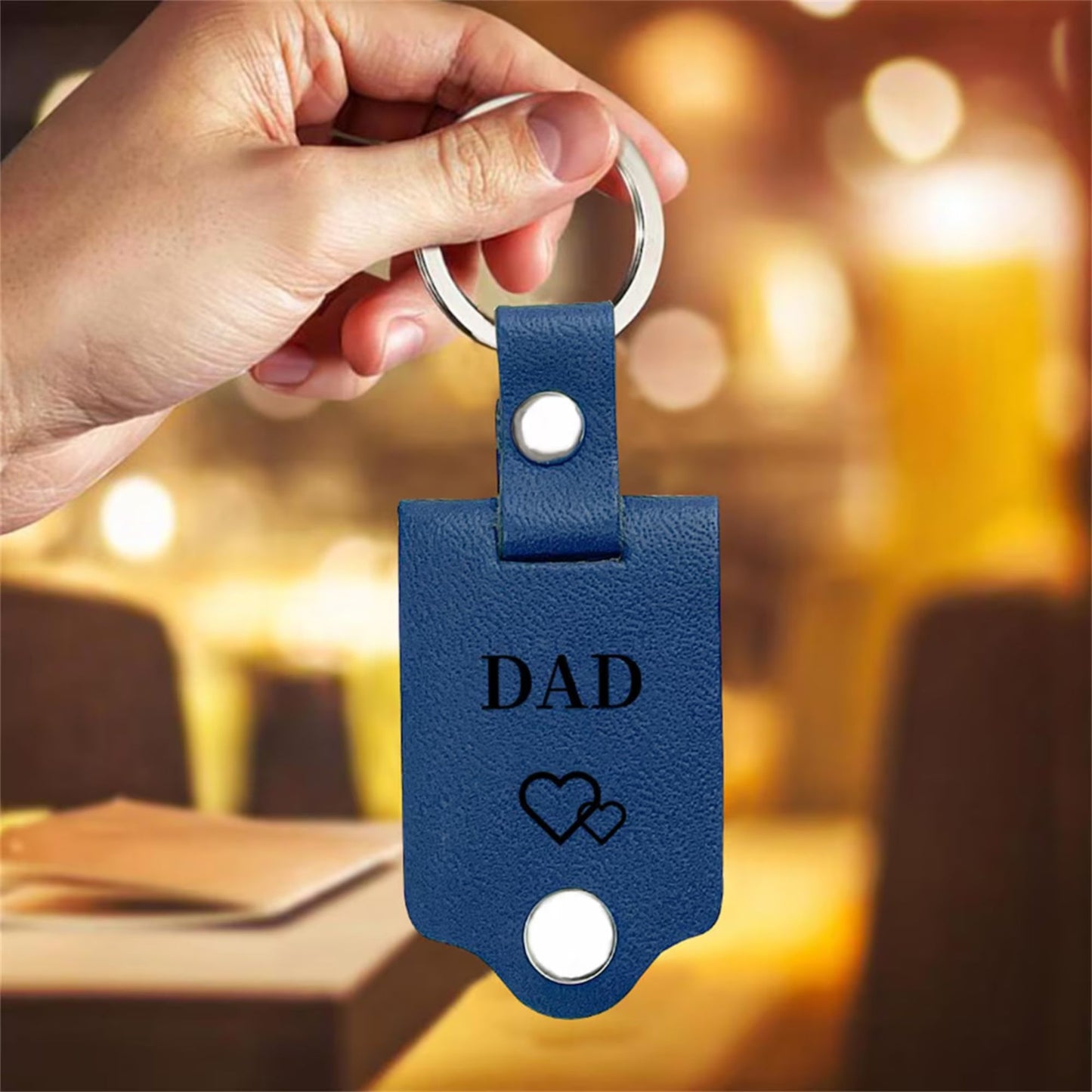 Personalisierter Herren-Lederschlüsselanhänger mit Foto - Geschenke für Papa