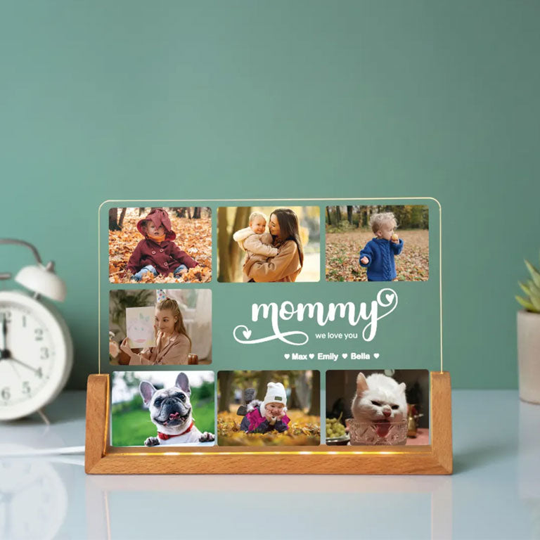 Personalisierte Fotocollage LED Nachtlampe – Geschenk für die Familie