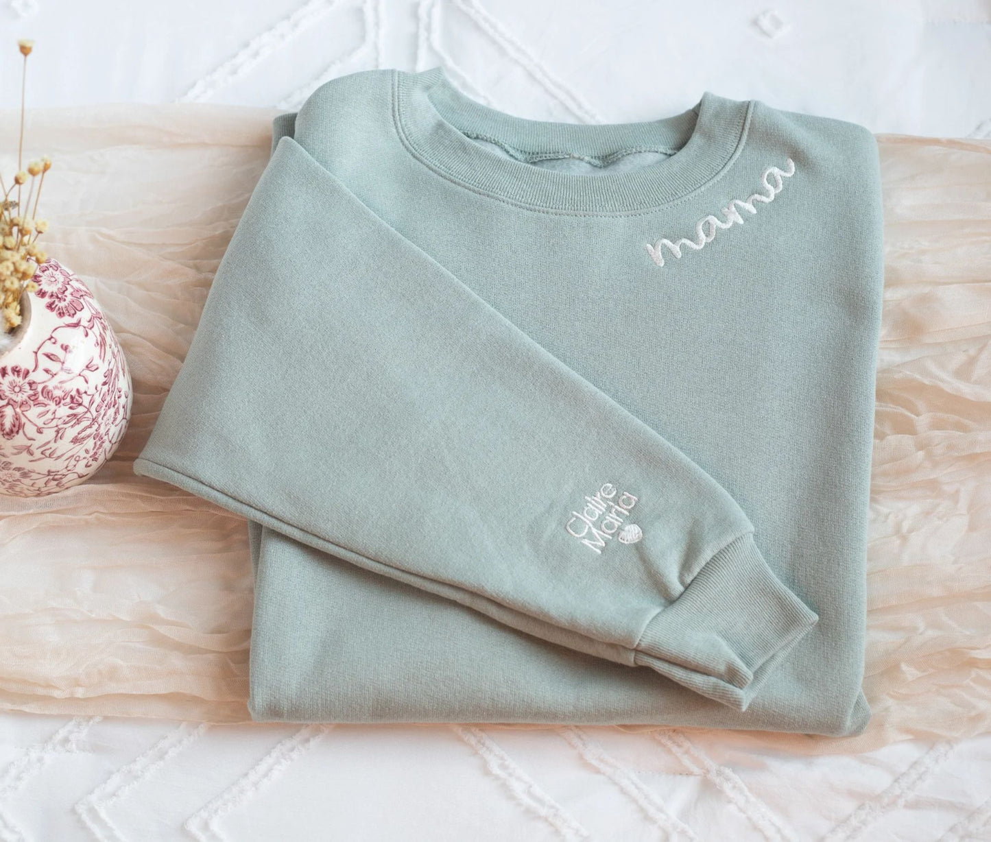 Personalisierter bestickter Mama-Sweatshirt, Mama-Sweatshirt mit Kindernamen