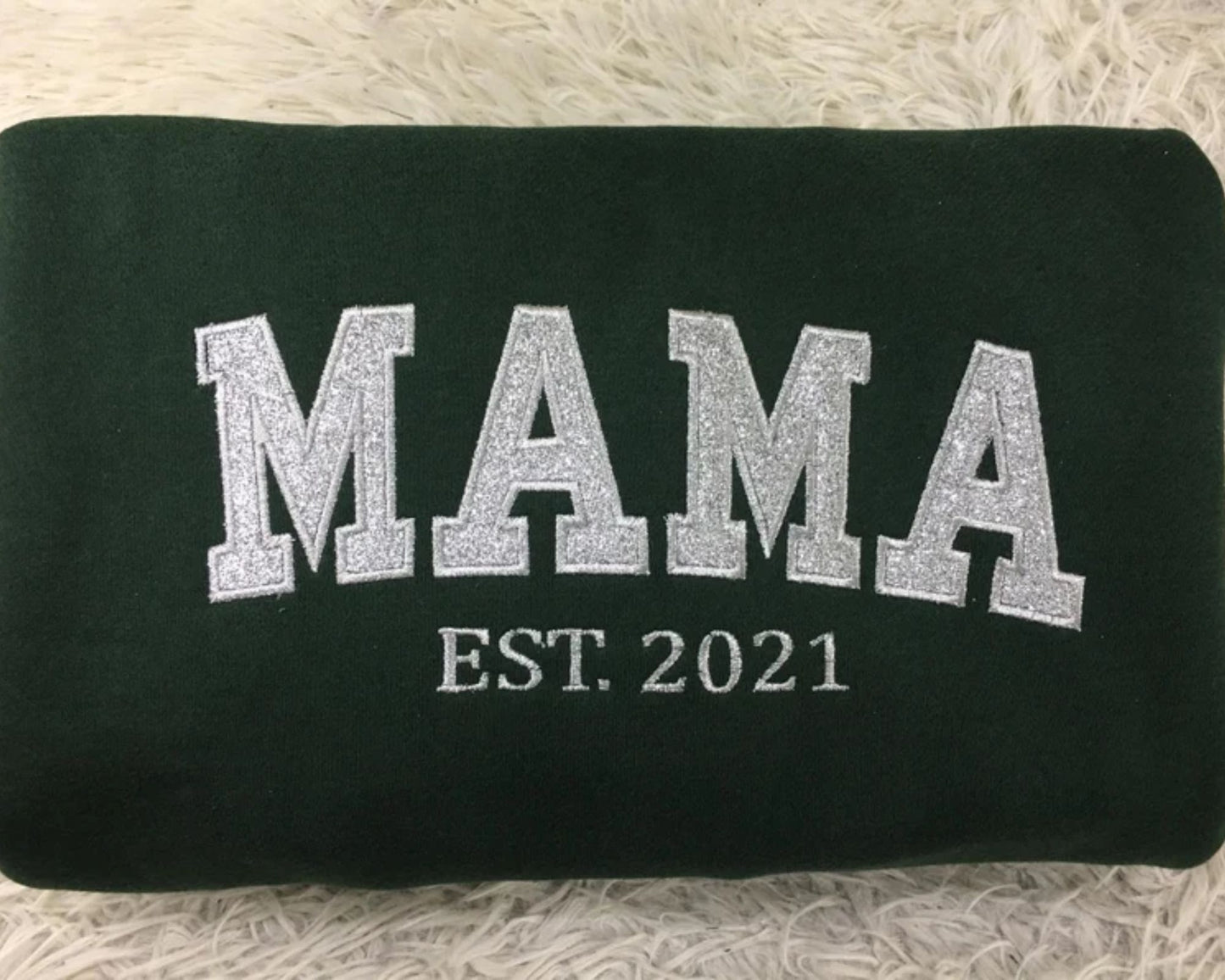 Personalisierter Bestickter Mama Glitzer Sweatshirt - Besticktes Mama Shirt mit Namen der Kinder