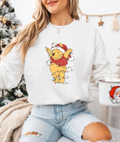 Vintage Pooh Weihnachtslicht Sweatshirt - Weihnachtslichter Hoodie