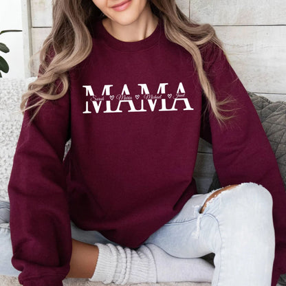 Personalisierter Mama-Sweatshirt mit Namen der Kinder, Individueller Pullover für Mama, Geschenk für Mama