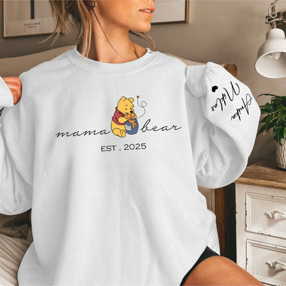 Personalisiertes Mama-Bär Sweatshirt mit Kindernamen auf dem Ärmel, Geschenk zum Muttertag