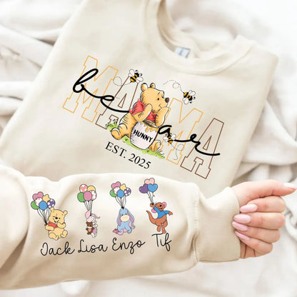 Personalisiertes Mama-Bär Sweatshirt mit Kindernamen am Ärmel – Geschenk für Mama