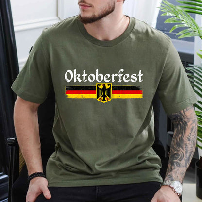 Oktoberfest Drinking Men Women Vintage German Flag T-Shirt