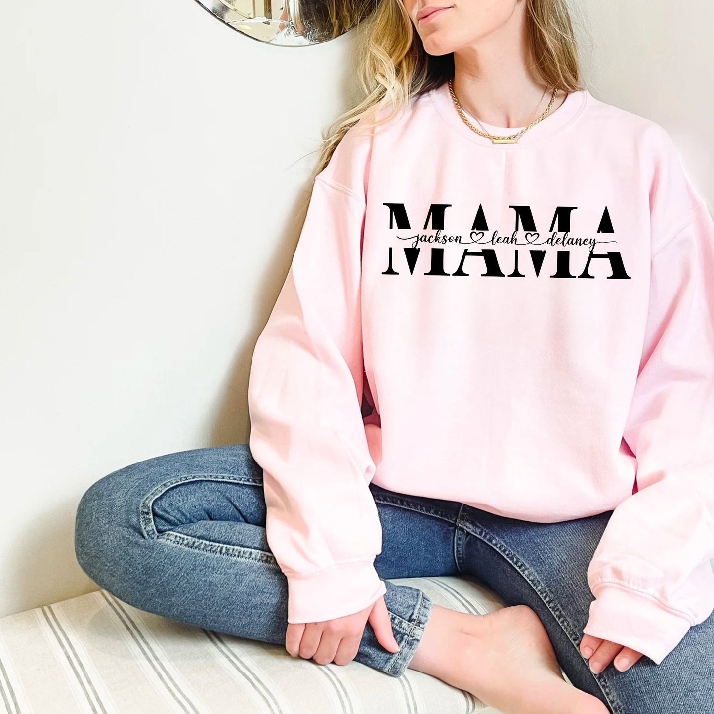 Personalisiertes Mama-Sweatshirt mit Kindernamen, Muttertagsgeschenk für Mama