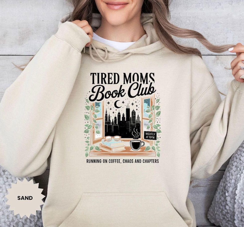 Tired Moms Book Club Sweatshirt, Lustiger Mama Pullover für Buchliebhaberinnen & Kaffeefans