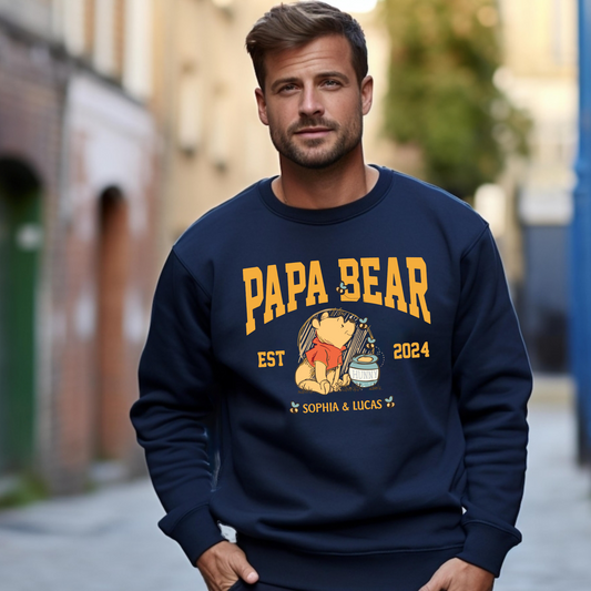 Personalisiertes Winnie Pooh Papa Bär T-Shirt - Geschenk für Papa