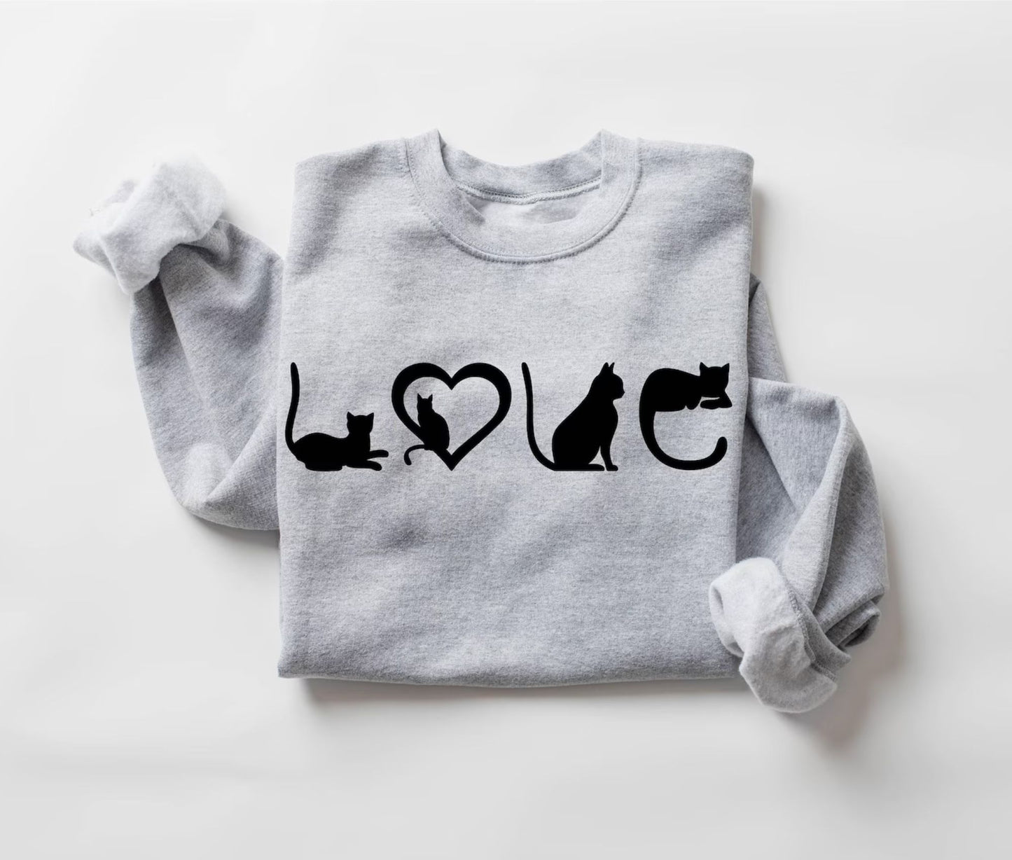 Schwarzes Katzen-Sweatshirt, Geschenk für Katzenliebhaber