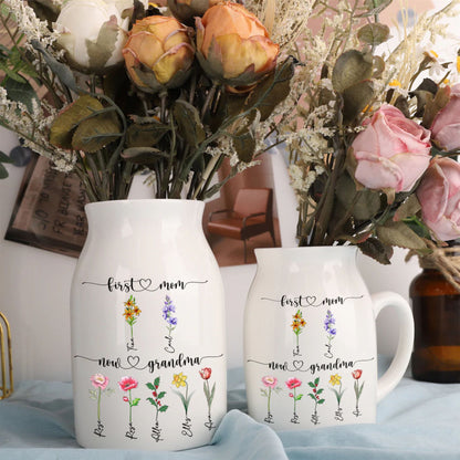 Personalized First Mom Now Grandma Vase - Grandma Gift