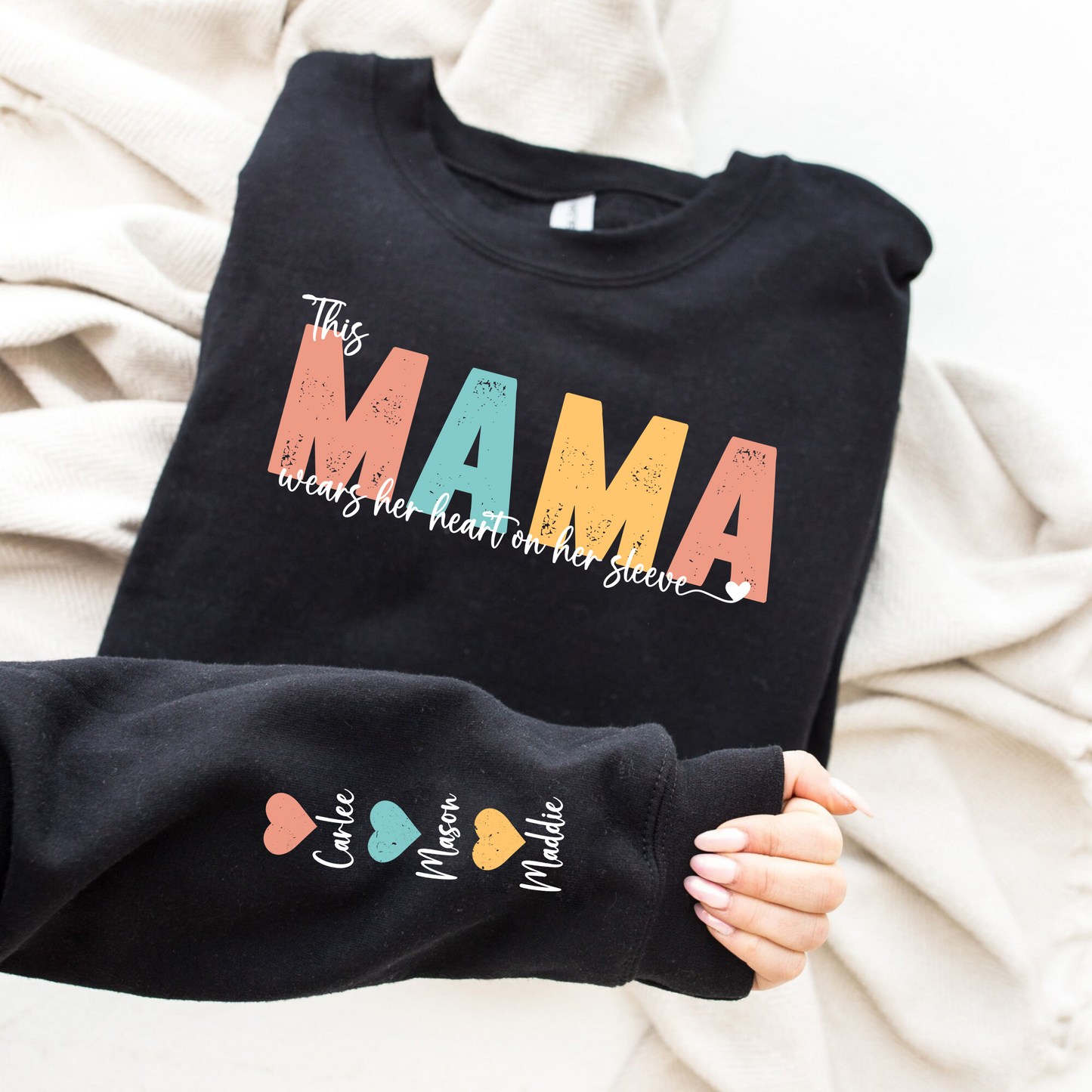 Personalized Mother's Day Gift, Heart Sleeve Mama
