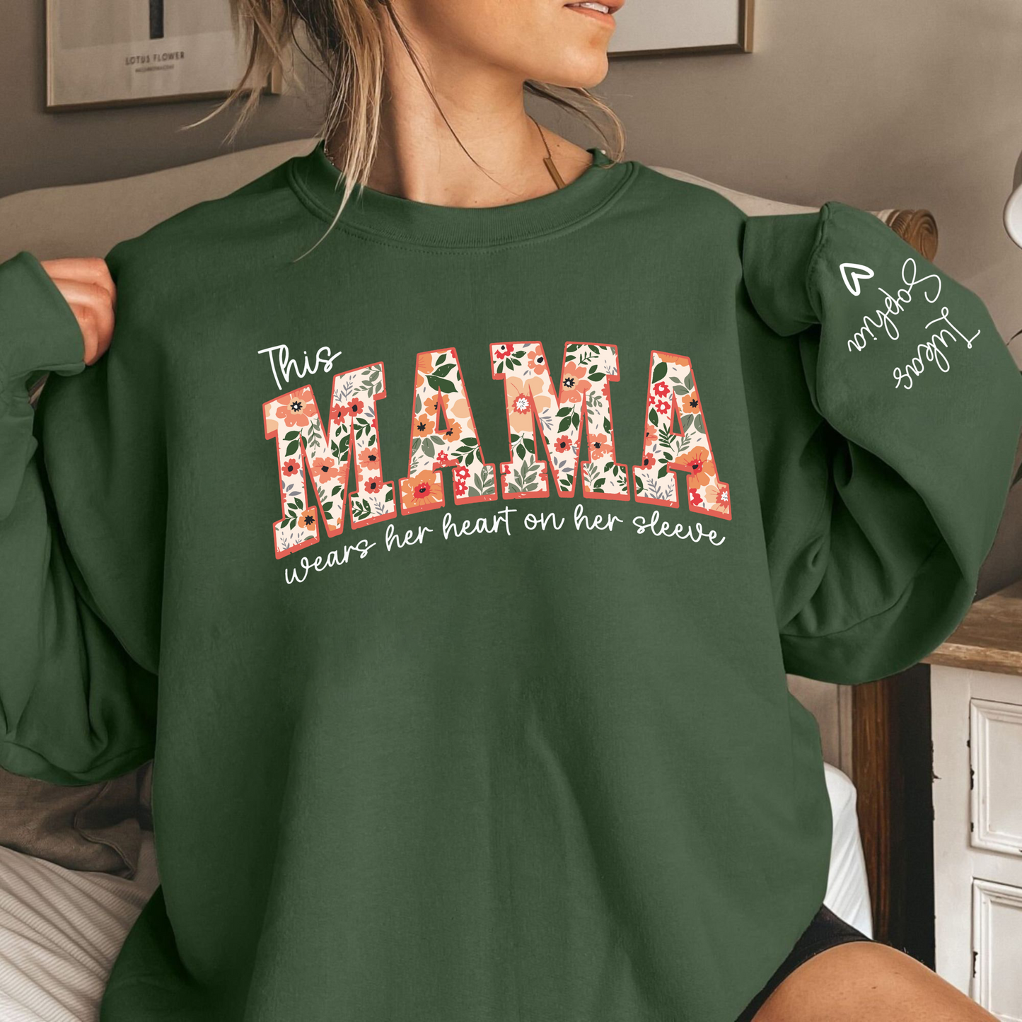 Mama mit Herz - Personalisiertes Sweatshirt mit Namen der Kinder