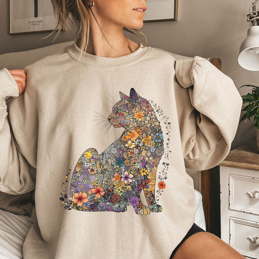 Katzenmama Sweatshirt und Shirts mit Blumenmuster