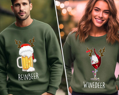 Winedeer Reinbeer Sweatshirts, Lustiges Weihnachtsgeschenk für Paare