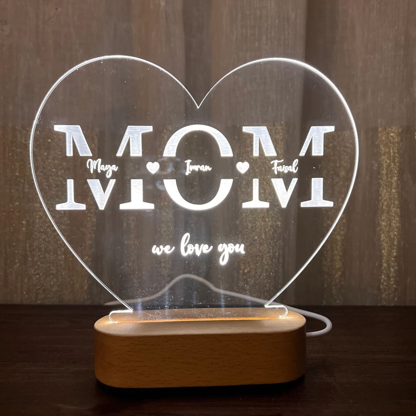 Personalisierte Mama-Nachtlampe, Individuelle Mama-LED-Lampe mit Kindernamen, Muttertagsgeschenk