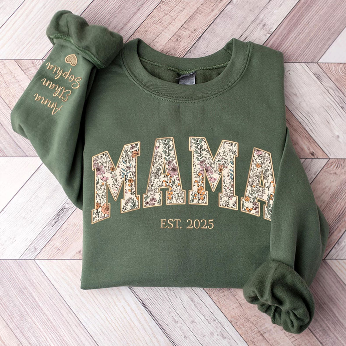 Bestickter Mama Oma Pullover mit Namen, Geschenk für Mama