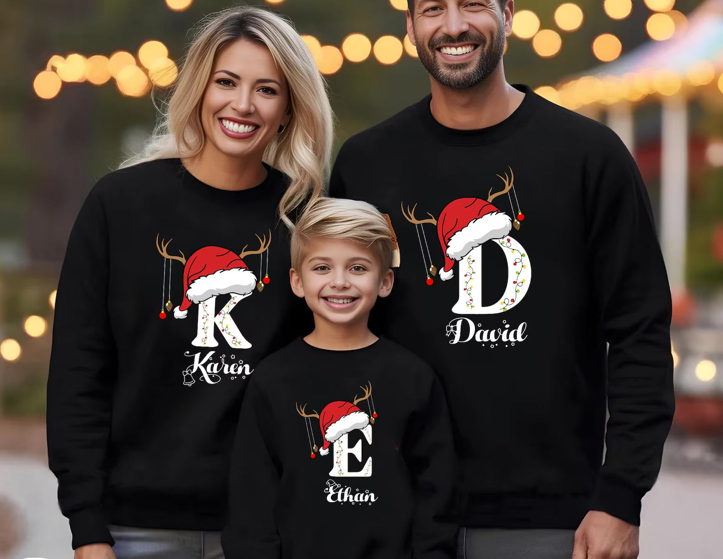 Personalisierter Familien-Weihnachts-Sweatshirt mit Namen
