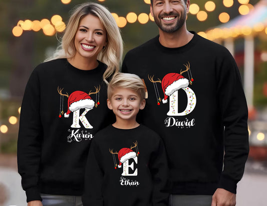Personalisierter Familien-Weihnachts-Sweatshirt mit Namen