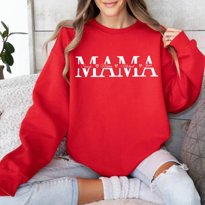 Personalisierter Mama-Sweatshirt mit Namen der Kinder, Individueller Pullover für Mama, Geschenk für Mama