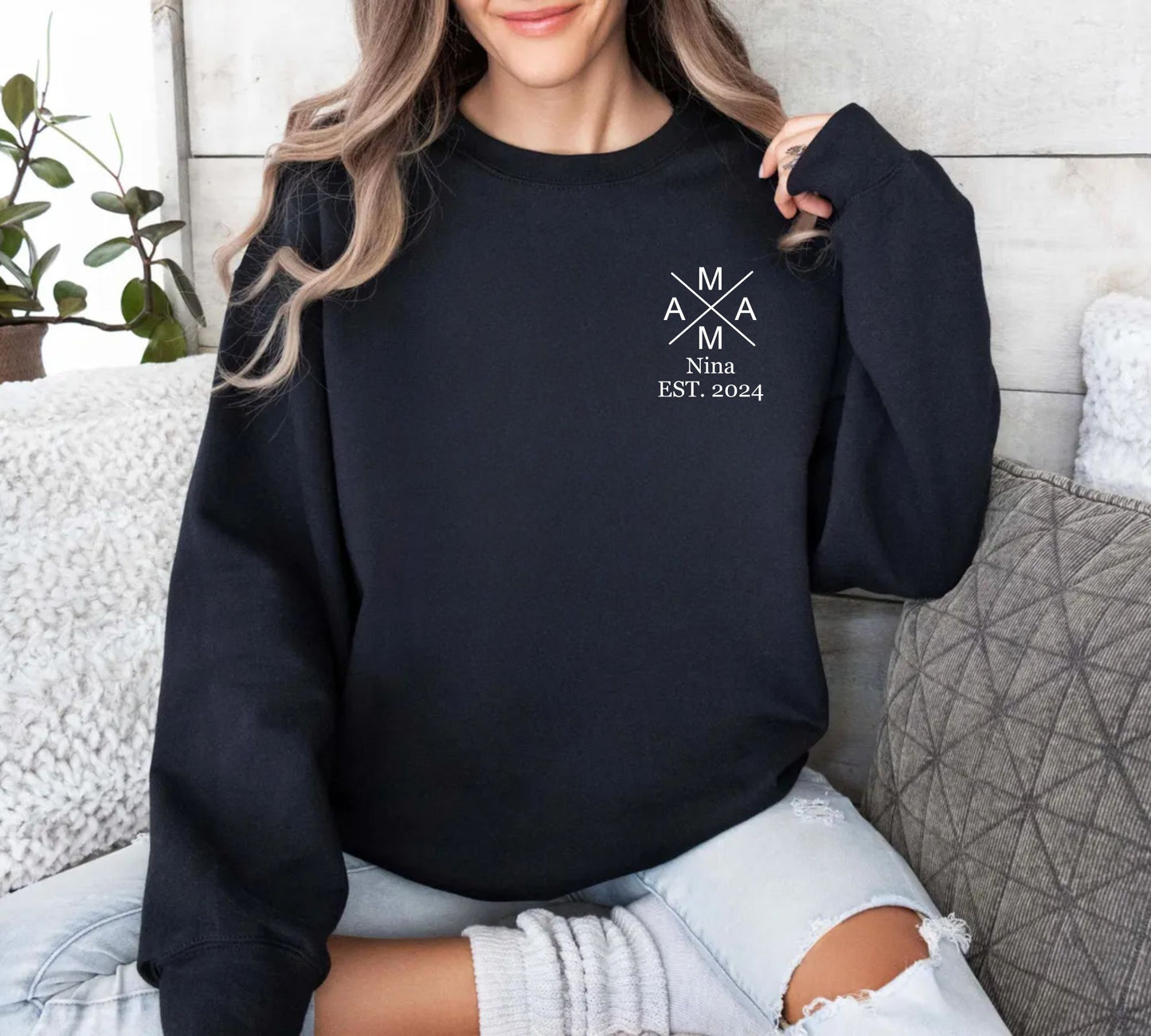 Personalisierter Mama Hoodie mit individuellem Namen und Geburtsjahr - Weihnachtsgeschenk