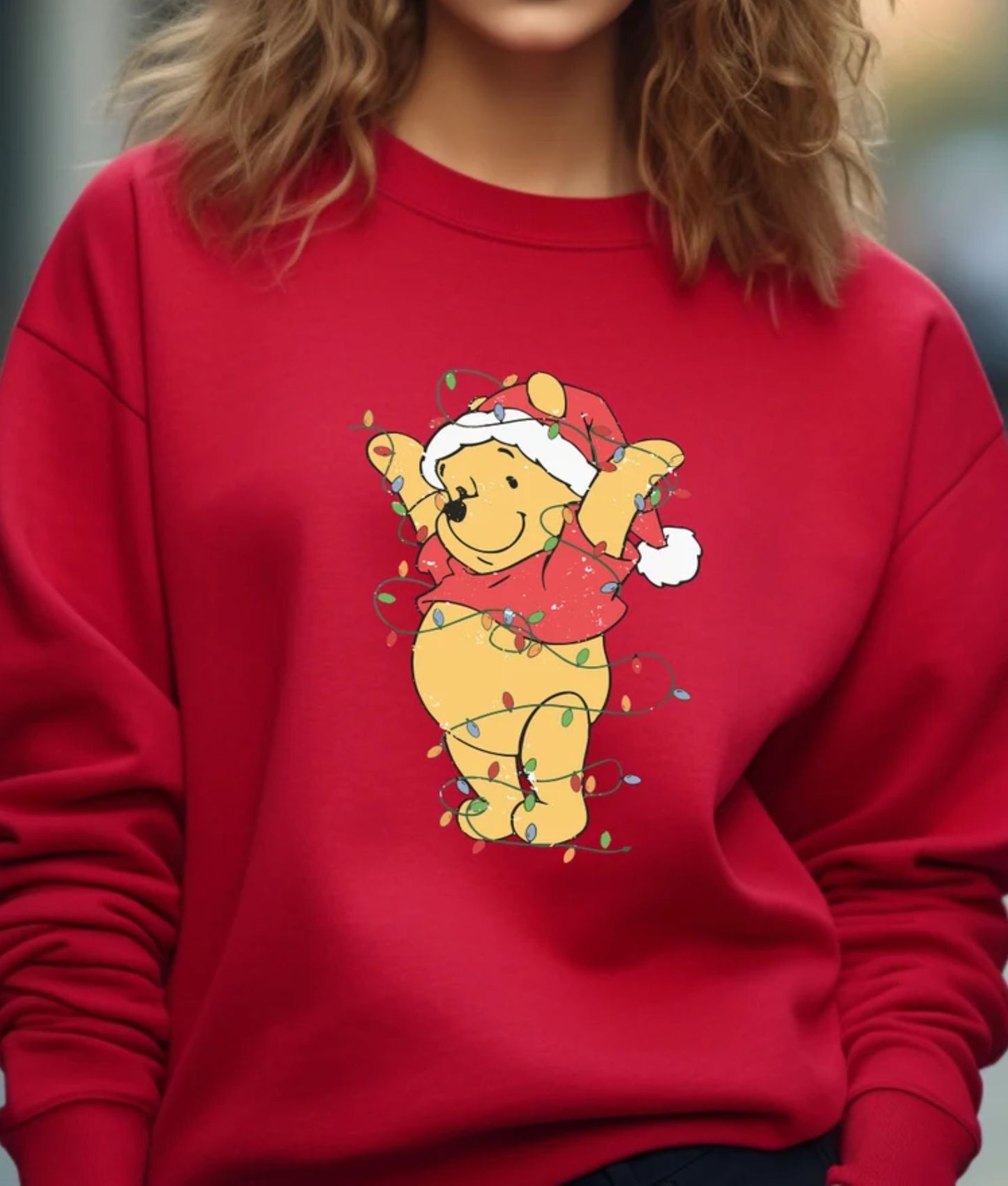 Vintage Pooh Weihnachtslicht Sweatshirt - Weihnachtslichter Hoodie