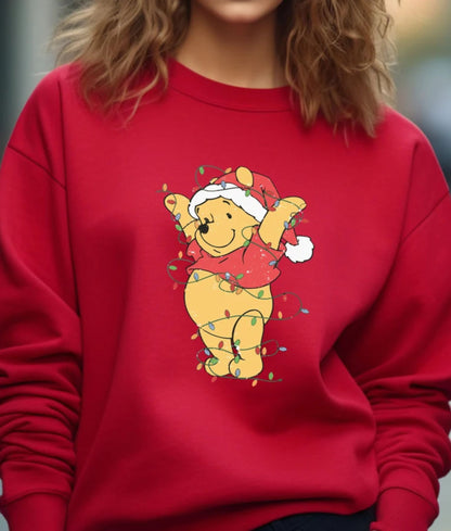 Vintage Pooh Weihnachtslicht Sweatshirt - Weihnachtslichter Hoodie