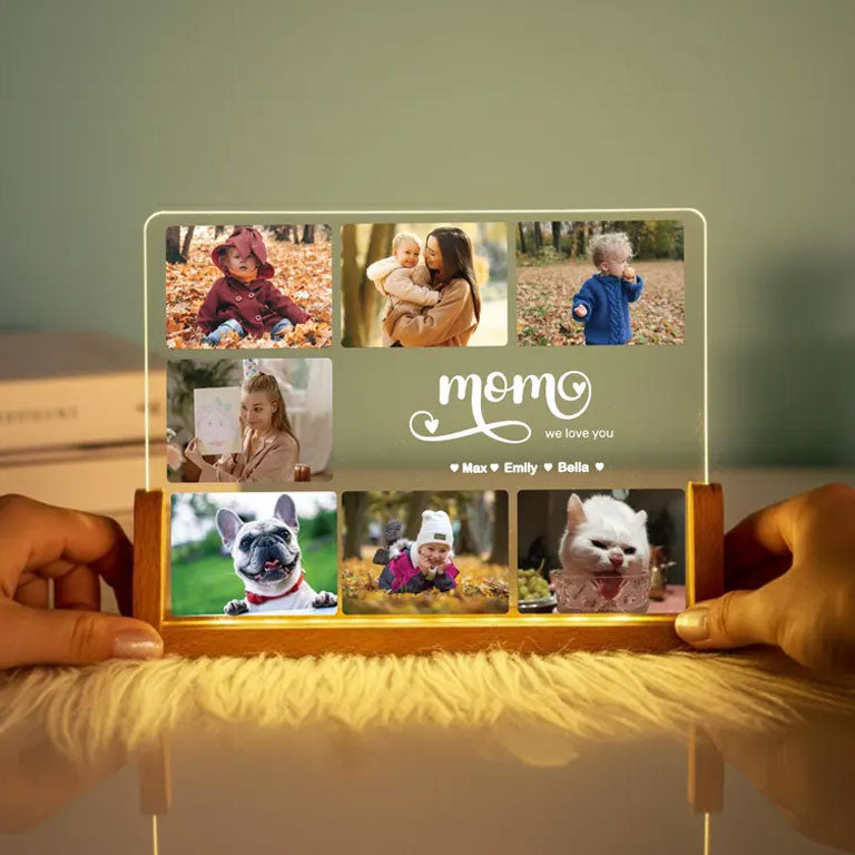 Personalisierte Fotocollage LED Nachtlampe – Geschenk für die Familie