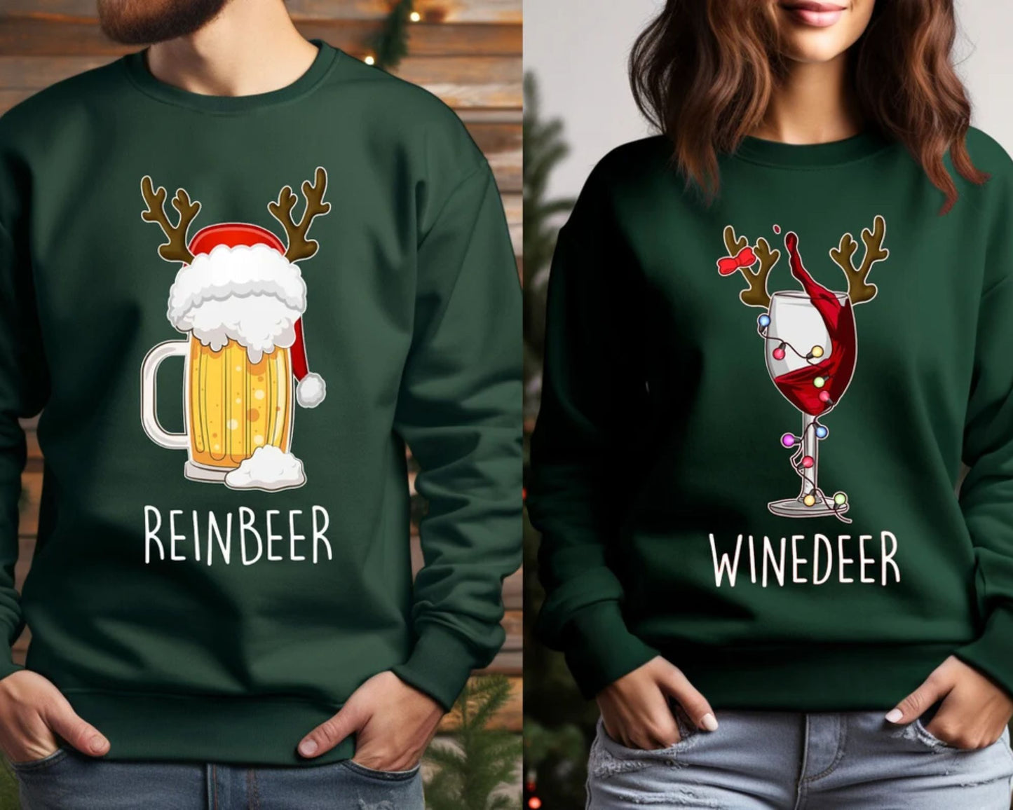 Winedeer Reinbeer Sweatshirts, Lustiges Weihnachtsgeschenk für Paare