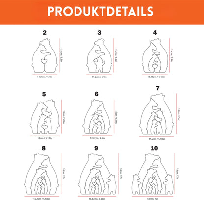 Individuell graviertes Holz-Bären-Familienpuzzle. Ideal für Jubiläen & als Heimdekoration