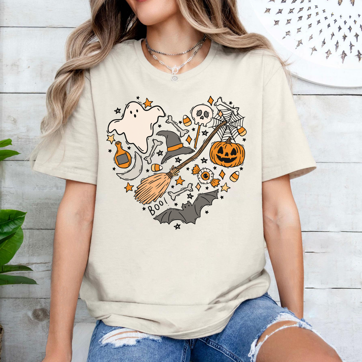 Spooky Halloween Mom Tee: Cute Witch and Pumpkins