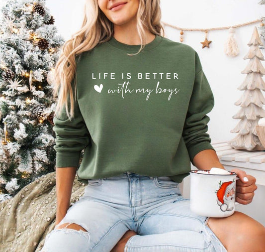 Das Leben ist schöner mit meinen Jungs Sweatshirt und Hoodie – Weihnachtsgeschenk für Mama