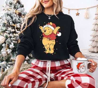 Winnie Puuh Weihnachtlichter Sweatshirt - Weihnachtsgeschenk für Damen