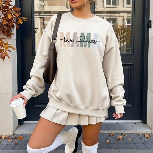 Personalisierter Mama Sweatshirt mit Kindernamen, Geschenk für Mama