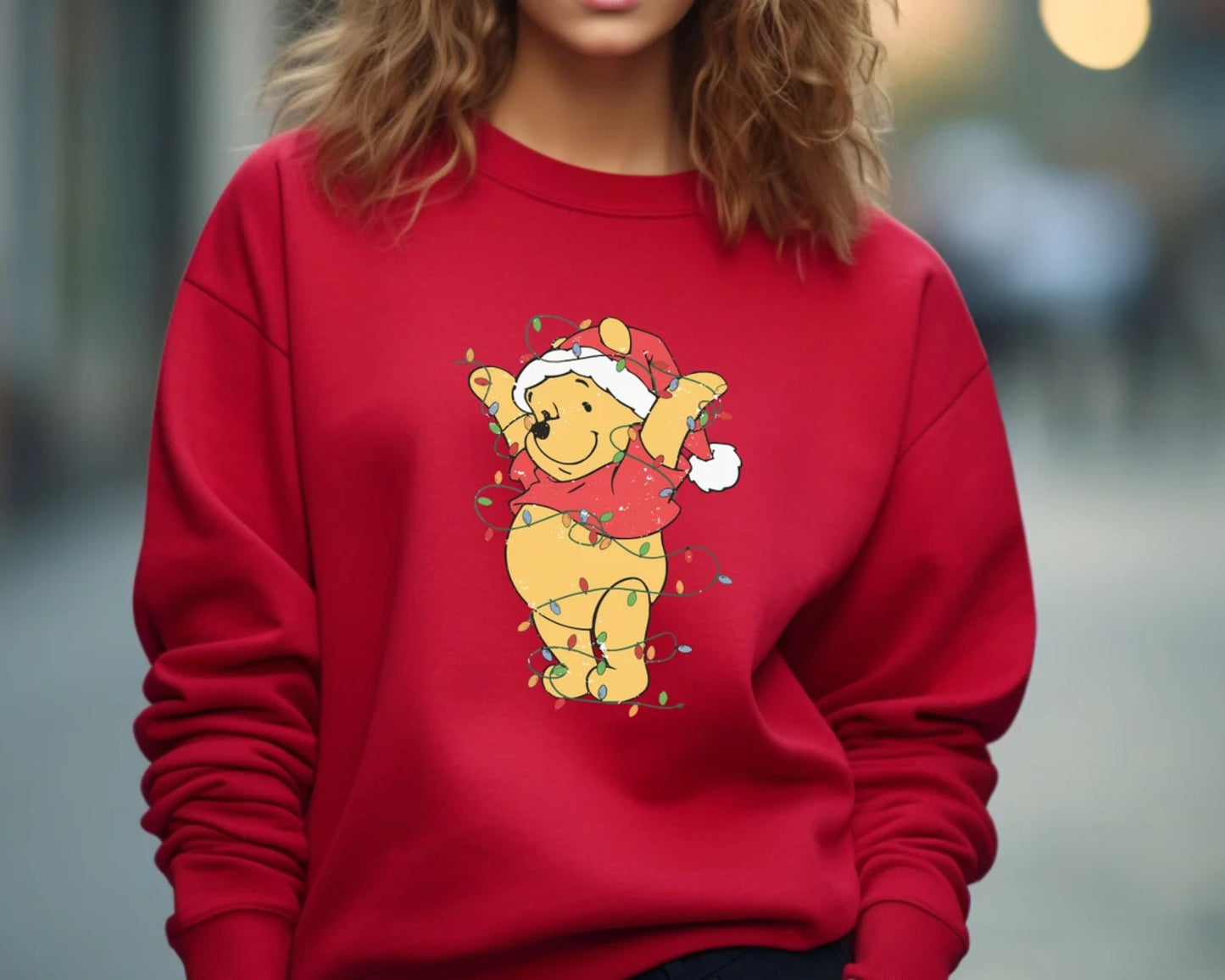 Winnie Puuh Weihnachtslichter Shirt - Weihnachtsgeschenk für Frauen