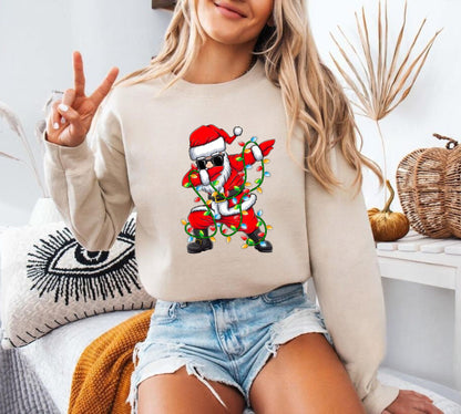 Dabbing Santa Weihnachtslichter Sweatshirt - Lustige Weihnachtsgeschenke