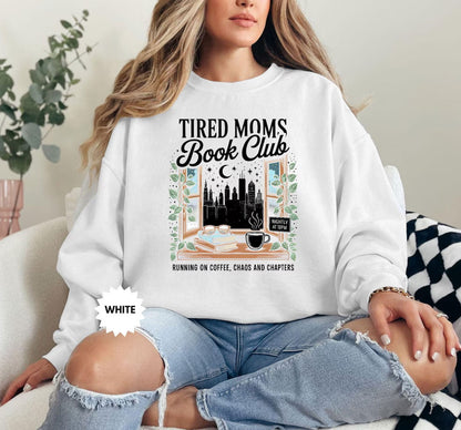 Tired Moms Book Club Sweatshirt, Lustiger Mama Pullover für Buchliebhaberinnen & Kaffeefans