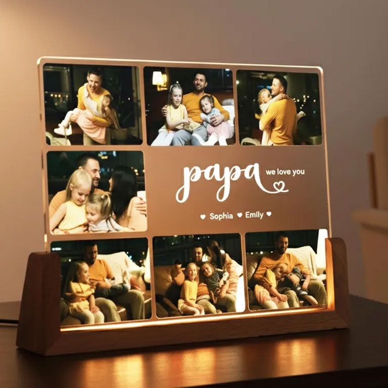 Personalisierte Fotocollage LED Nachtlampe – Geschenk für die Familie