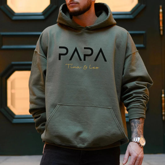 Personalisierter Papa-Hoodie mit Namen der Kinder – Geschenk für Papa