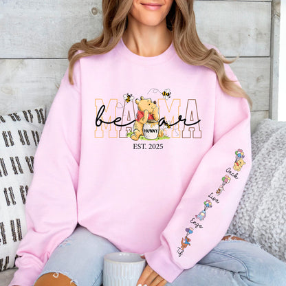 Personalisiertes Mama-Bär Sweatshirt mit Kindernamen am Ärmel – Geschenk für Mama