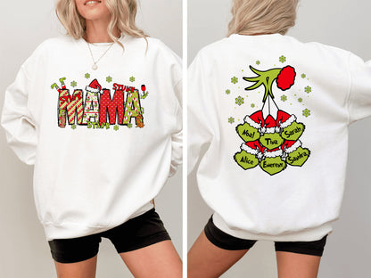 Personalisiertes Mama Sweatshirt mit den Namen der Kinder - Grinchmas Mama Pullover