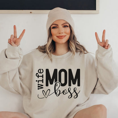 Mom Wife Boss Sweatshirt and Shirts, Mother's Day Gift