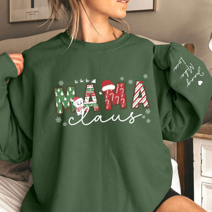 Personalisiertes Mama Claus Sweatshirt mit den Namen der Kinder - Weihnachtsgeschenk für Mama