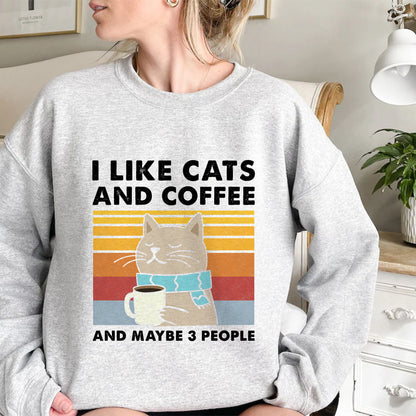 Ich mag Katzen und Kaffee Shirt - Retro Kaffee Katzen T-Shirt